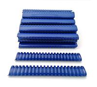 Alevar Dorsi in Plastica a Spirale per Rilegatura, 21 Anelli Diametro 45 mm, Formato A4, Capacità da 341 a 410 Fogli, Colore Blu, Confezione da 50 Pezzi