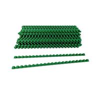 Alevar Dorsi in Plastica a Spirale per Rilegatura, 21 Anelli Diametro 8 mm, Formato A4, Capacità da 21 a 40 Fogli, Colore Verde, Confezione da 100 Pezzi