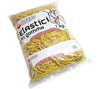 Alevar Elastici in Gomma da Ufficio, Diametro 50 mm, Spessore 1,5 mm, Colore Giallo, Confezione in Busta da 1 kg