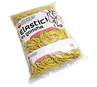 Alevar Elastici in Gomma da Ufficio, Diametro 70 mm, Spessore 1,5 mm, Colore Giallo, Confezione in Busta da 1 kg