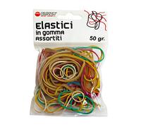 Alevar Elastici in Gomma da Ufficio, Misure e Colori Assortiti, Sacchetto da 50 gr