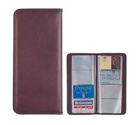 Alevar Porta Biglietti da Visita Salvaspazio in Similpelle da 64 posti, Raccoglitore Organizer per Biglietti da Visita Tessere e Carte con 16 Buste da 4 Tasche, Colore Bordeaux