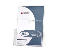 Alevar Porta Depliant in Acrilico Trasparente a 1 Scomparto, Espositore per Volantini, Porta Opuscoli da Tavolo, Formato 21x29,7 cm A4