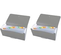 Alevar Portadocumenti a soffietto, classificatore a fisarmonica espandibile da 13 Tasche - formato Portacambiali cm 26x13,5x2,3 Grigio (Confezione da 2)