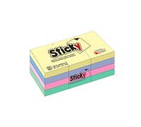 Alevar Sticky Blocchetto 100 Foglietti Adesivi Riposizionabili Formato 38x51 mm, 4 Colori Pastello Assortiti, Confezione da 12 Pezzi