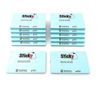 Alevar Sticky Blocchetto 100 Foglietti Adesivi Riposizionabili Formato 75x127 mm, Colore Blu, Confezione da 12 Pezzi
