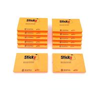 Alevar Sticky Blocchetto 100 Foglietti Adesivi Riposizionabili Formato 75x127 mm, Colore Neon Arancio, Confezione da 12 Pezzi