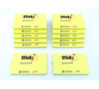 Alevar Sticky Blocchetto 100 Foglietti Adesivi Riposizionabili Formato 75x127 mm, Colore Neon Giallo, Confezione da 12 Pezzi