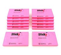 Alevar Sticky Blocchetto 100 Foglietti Adesivi Riposizionabili Formato 75x127 mm, Colore Neon Rosa, Confezione da 12 Pezzi