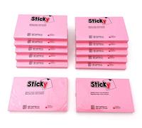 Alevar Sticky Blocchetto 100 Foglietti Adesivi Riposizionabili Formato 75x127 mm, Colore Rosa, Confezione da 12 Pezzi
