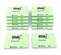 Alevar Sticky Blocchetto 100 Foglietti Adesivi Riposizionabili Formato 75x127 mm, Colore Verde, Confezione da 12 Pezzi