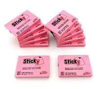 Alevar Sticky Blocchetto 100 Foglietti Adesivi Riposizionabili Formato 75x50 mm, Colore Rosa, Confezione da 12 Pezzi