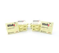 Alevar Sticky Blocchetto 100 Foglietti Adesivi Riposizionabili Formato 75x75 mm, Colore Giallo, Confezione da 12 Pezzi