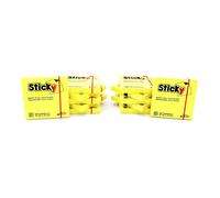 Alevar Sticky Blocchetto 100 Foglietti Adesivi Riposizionabili Formato 75x75 mm, Colore Neon Giallo, Confezione da 12 Pezzi