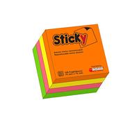 Alevar Sticky Cubo 400 Foglietti Adesivi Riposizionabili Formato 75x75 mm, 4 Colori Neon Assortiti
