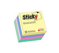 Alevar Sticky Cubo 400 Foglietti Adesivi Riposizionabili Formato 75x75 mm, 4 Colori Pastello Assortiti