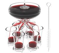 ALEVMOOM Dispenser di vino Dispenser di vino con 6 bicchierini Separatore di liquidi Tenuta per bevande Dispenser di birra per cocktail Adatto per bar Feste Strumenti per bere con pennello