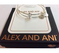 Alex And Ani a Pavé Croce Simbolo Perlina Bracciale Rigido Argento Lucido Nwtbc