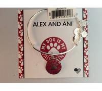 Alex And Ani il Mio Cane È Valentine Bracciale Rigido Argento Lucido Tag Scheda