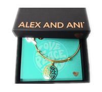 Alex And Ani Parole Sono Potenza, Love Pace Gioia Braccialetto Oro Lucido Nwtbc