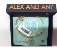 ALEX AND ANI Parole Sono Potenza Seek Pace Bracciale Rigido Oro Lucido Nwtbc