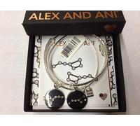Alex E Ani Set Di 2 Bracciali Bangle Big E Little Dipper Argento Lucido NWTBC