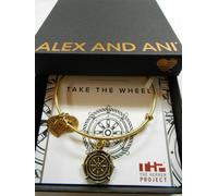 Alex E Ani TAKE THE WHEEL Bracciale Espandibile In Filo Rafaelian Oro NWTBC