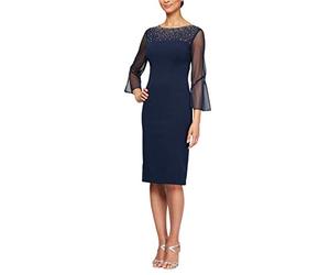 Alex Evenings Abito Corto A Spostamento con Dettaglio Illusione Impreziosito Vestito per Occasioni Speciali Donna