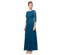 Alex Evenings Abito da Donna a 3/4 in Pizzo Elasticizzato con Corpetto in Pizzo, Pavone, 52