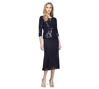 Alex Evenings Abito da Donna Lunghezza tè con Giacca di Paillettes (Taglie Petite e Regolari) Occasioni Speciali, Marina Militare, 48