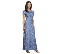 Alex Evenings Abito da Donna Lungo, a Trapezio, a Maniche Corte, per Occasioni Speciali, periangolo Spazzolato, 42IT Piccolo, Periangolo Spazzolato., 42 Petite