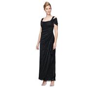 Alex Evenings - Abito Lungo da Donna con Spalle Scoperte, per Madre della Sposa ed Eventi Formali (Taglie Piccole e Standard), Glitter Nero., 42 Petite