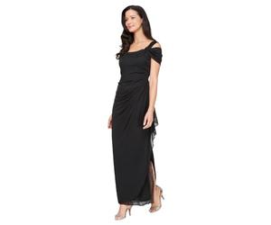 Alex Evenings - Abito Lungo da Donna con Spalle Scoperte, per Madre della Sposa ed Eventi Formali (Taglie Piccole e Standard), Nero, 52