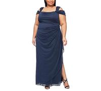 Alex Evenings Long Cold Shoulder Dress, Mother of The Bride Vestito per Occasioni Speciali, Glitter Blu Scuro, 54 più Donna
