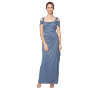 Alex Evenings Long Cold Shoulder Dress (Petite And Regular Sizes) Vestito per la Madre della Sposa, Piccoli Glitter Blu Polvere, 50 Donna