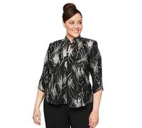 Alex Evenings Plus Size Jacket And Scoop Tank Top Twinset Camicia Elegante, Nero/Argento, 6X Donna