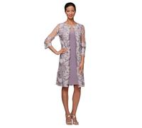 Alex Evenings Abito Midi con Scollo Rotondo e Giacca (Petite e Regolare) Vestito per Occasioni Speciali, Orchidea affumicata, 48 Donna