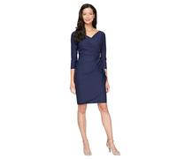Alex Evenings Slimming Short Sheath 3/4 Sleeve Cocktail Dress, Wedding Guest (Petite And Regular Sizes) Vestito, Marina Militare, 48 Donna