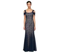 Alex Evenings Women's Long Cold Shoulder Dress (Petite And Regular Sizes)