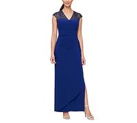 Alex Evenings Women's Long Formal Event, Mother of The Bride Dress, Wedding Guest Gown (Petite And Regular Sizes), Royal, 18