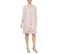 Alex Evenings Women's Petite Short Embroidered Dress with Illusion Jacket, Faded Rose, 14P
