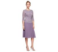 Alex Evenings Women's Sequin Lace Mock Dress (Petite And Regular), Short Icy Orchid, 14