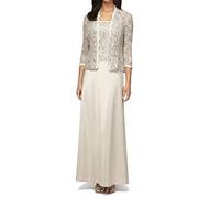 Alex Evenings Women's Sleeveless Dress and Matching Jacket Two-Piece Set,Taupe,6