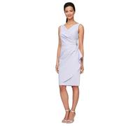 Alex Evenings Women's Slimming Short Ruched Dress with Ruffle (Petite And Regular), Lavender, 16