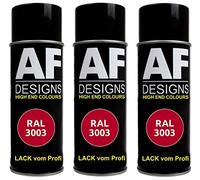 Alex Flittner Designs 3 x RAL vernice spray per auto vernice colorata vernice spray RAL 3003 rosso rubino opaco