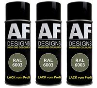Alex Flittner Designs 3 x vernice spray RAL vernice per auto, vernice colorata RAL6003, verde oliva satinato