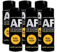 Alex Flittner Designs 6 x RAL vernice spray per auto, vernice colorata RAL 1028, giallo melone opaco