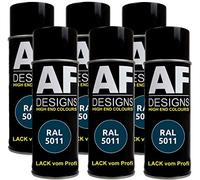 Alex Flittner Designs 6 x RAL vernice spray per auto vernice colorata vernice spray RAL 5011 acciaio blu opaco