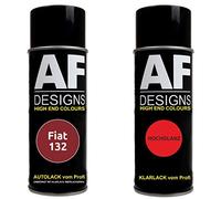 Alex Flittner Designs Auto Vernice Spray Set per Fiat 132 Rosso Bright MetallicBase Trasparente 2x400ml con vernice spray trasparente