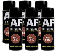 Alex Flittner Designs Bomboletta spray RAL 8012, marrone rosso lucido, 6 x 400 ml
